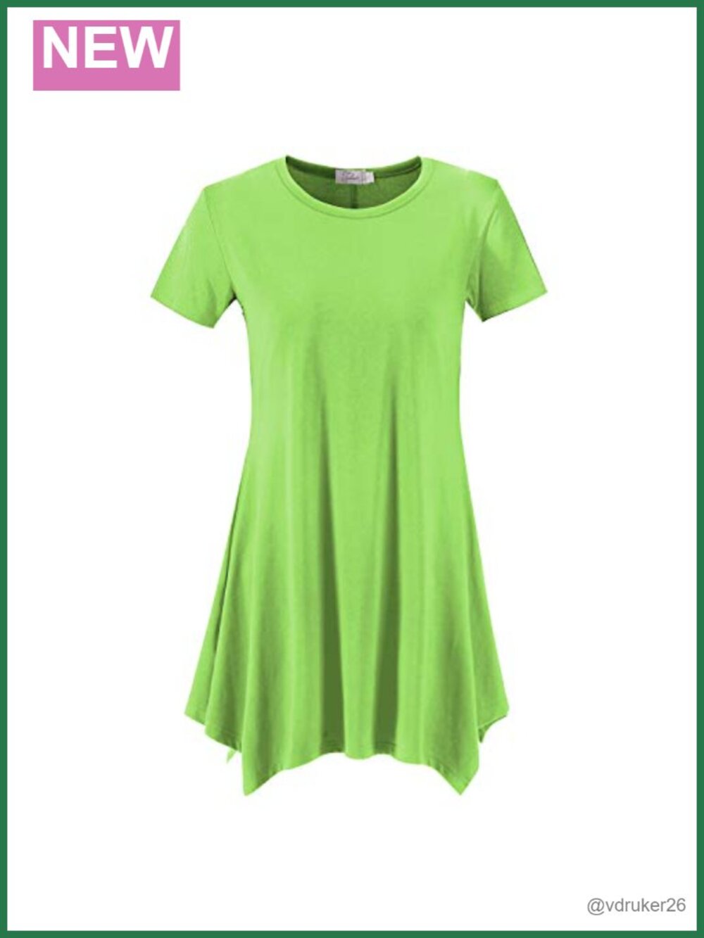 Women's Loose Fit Swing Tunic Top Rayon Spandex Scoop Neck Cap Sleeve